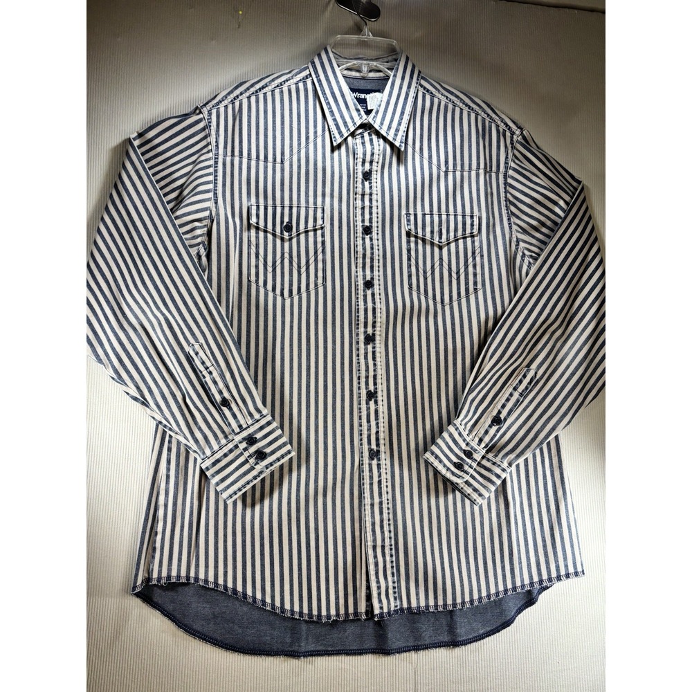 Vintage 90's Wrangler Brushpopper Western Button Up Shirt Mens 17-36 Striped
